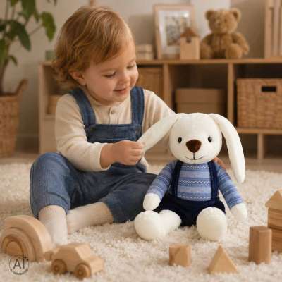 Plush toy rabbit in yellow shorts 36 cm
