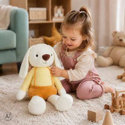 Plush toy rabbit in yellow shorts 70 cm