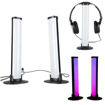 RGB LED Gaming Desk Lamp Column/Pillar Style with Remote Control Set of 2