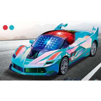 Samochód zdalnie sterowany wyścigowy świecący 3D LED USB 2,4GHz niebieski