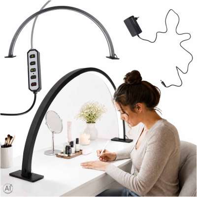 Shadowless LED Cosmetic Desk Lamp for Manicures Black Curved Design