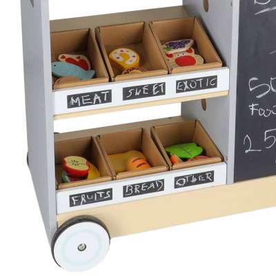 Sklep market drewniany stragan food truck z kostkarką do lodu na kółkach