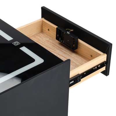 Smart Nightstand with Fingerprint Lock and Wireless Charging Black