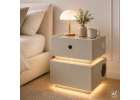 Smart Nightstand with Fingerprint Lock and Wireless Charging Ecru 10