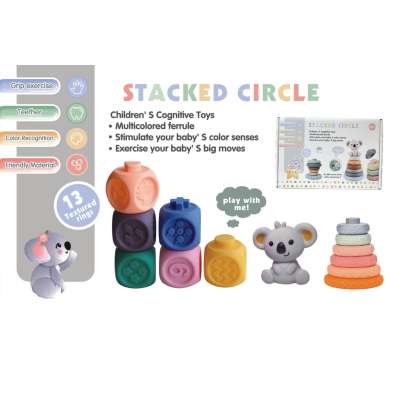 Soft sensory educational stacking pyramid blocks 13-piece set