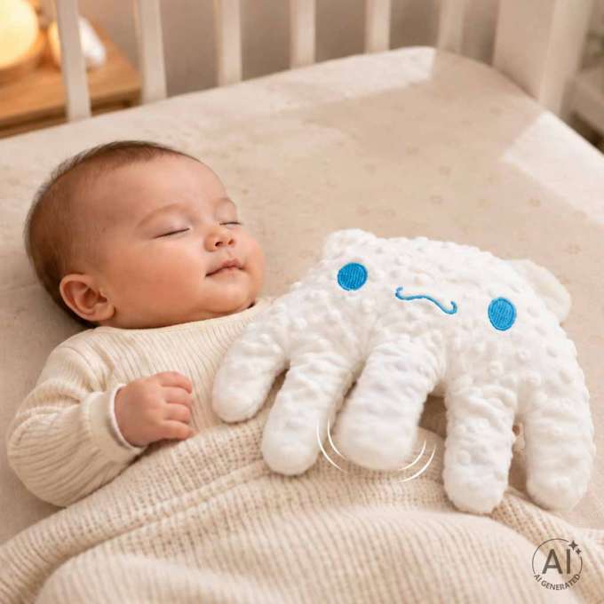Soothing baby pillow for falling asleep with patting function hand
