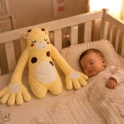 Soothing baby pillow for sleep with patting function giraffe