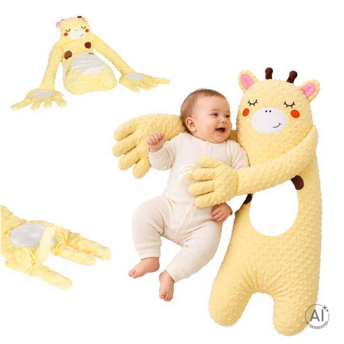 Soothing baby pillow for sleep with patting function giraffe