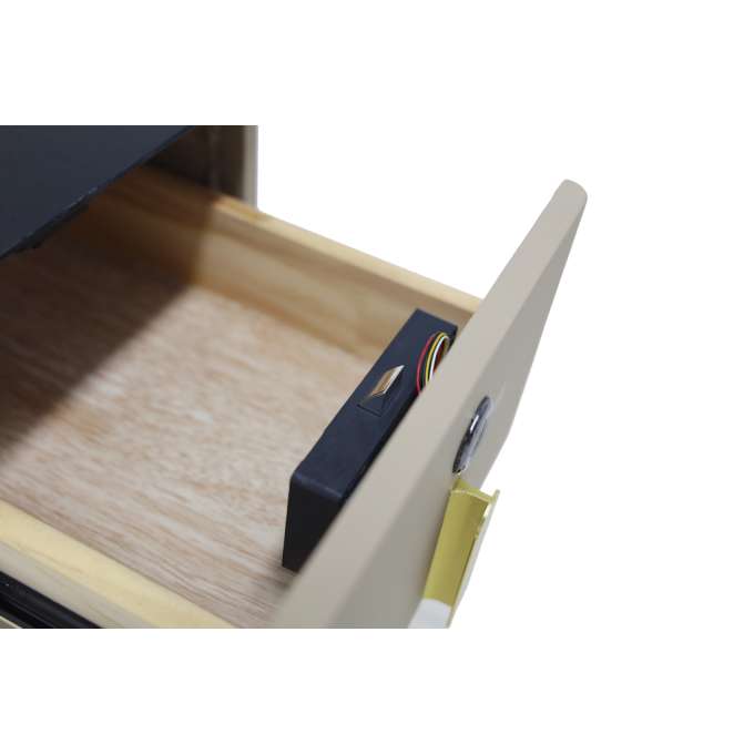 Szafka nocna szuflady oświetlenie LED USB ładowanie głośnik Bluetooth beżowa