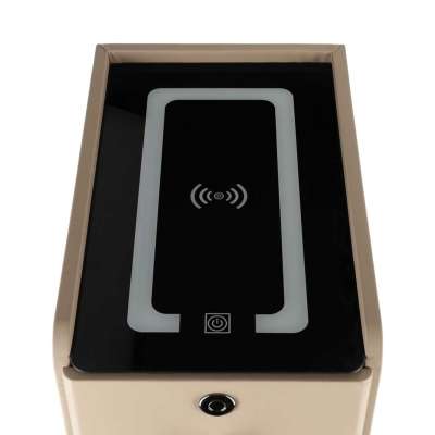 Szafka nocna szuflady oświetlenie LED USB ładowanie głośnik Bluetooth beżowa