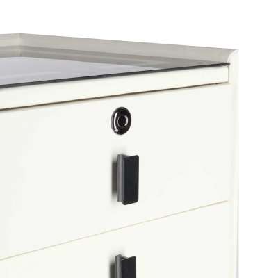 Szafka nocna szuflady oświetlenie LED USB ładowanie głośnik Bluetooth ecru