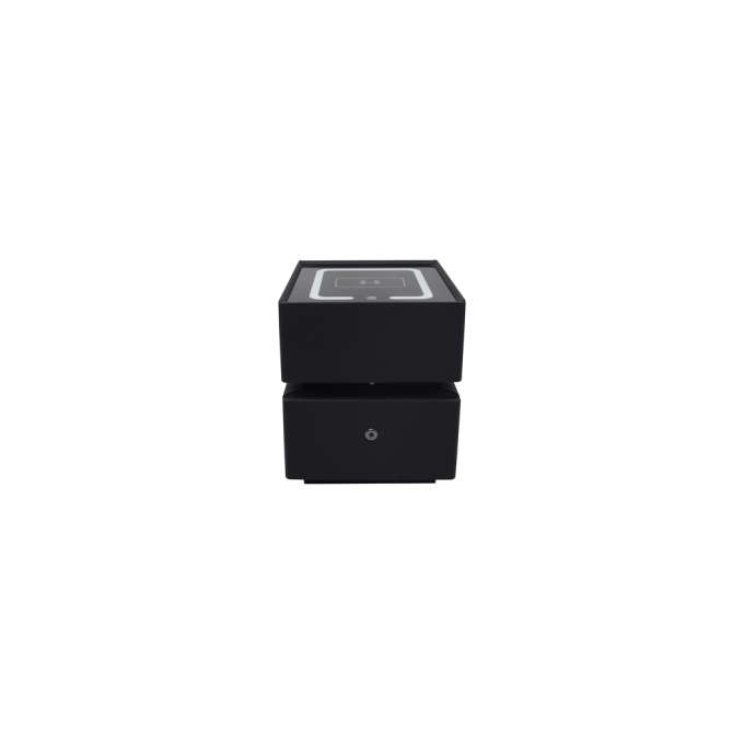 Szafka nocna wisząca szuflady oświetlenie LED USB ładowanie głośnik Bluetooth czarna