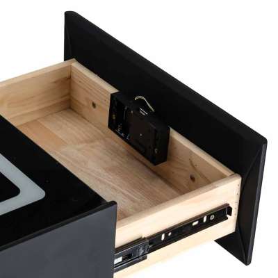 Szafka nocna wisząca szuflady oświetlenie LED USB ładowanie głośnik Bluetooth czarna