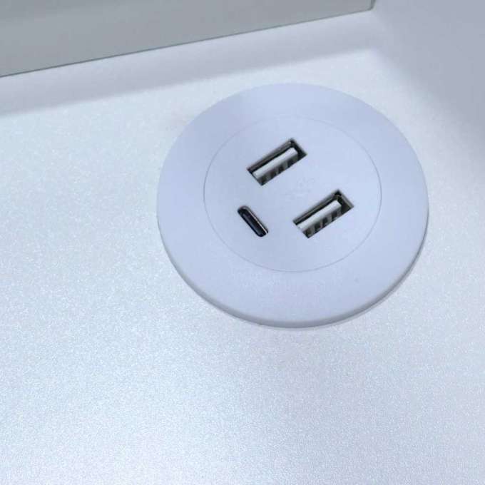 Toaletka z lustrem LED kosmetyczna z oświetleniem szafką taboretem biało-złota