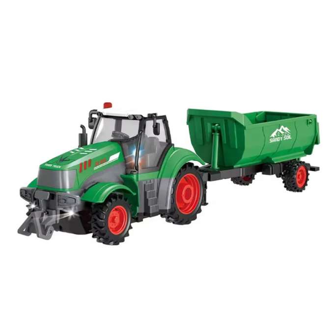 Traktor zdalnie sterowany ciągnik z przyczepą wywrotką 1:24 światła USB