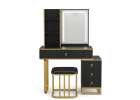 Vanity set with LED mirror lighting cabinet and stool in black and gold 1