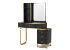 Vanity set with LED mirror lighting cabinet and stool in black and gold 3
