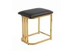 Vanity set with LED mirror lighting cabinet and stool in black and gold 4