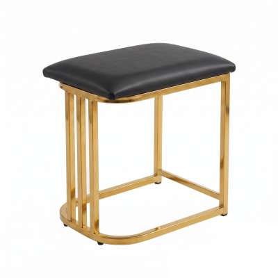 Vanity set with LED mirror lighting cabinet and stool in black and gold