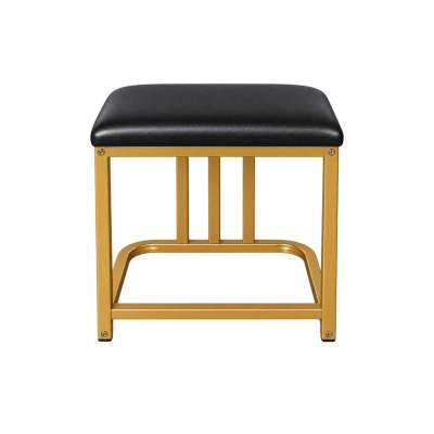 Vanity set with LED mirror lighting cabinet and stool in black and gold