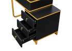 Vanity set with LED mirror lighting cabinet and stool in black and gold 13