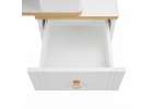 Vanity set with LED mirror lighting cabinet and stool in white and gold 5