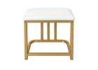 Vanity set with LED mirror lighting cabinet and stool in white and gold 10