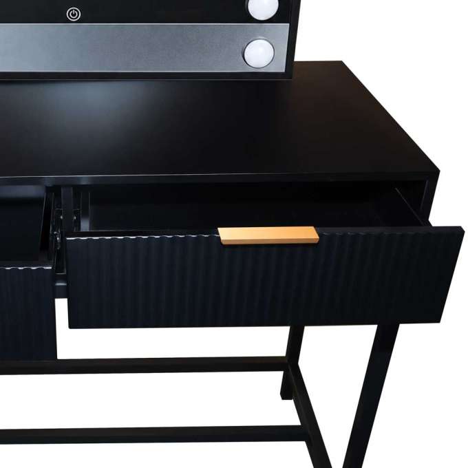 Vanity table with LED mirror 13-bulb lighting and drawers
