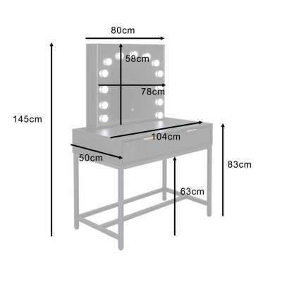 Vanity table with LED mirror 13-bulb lighting and drawers