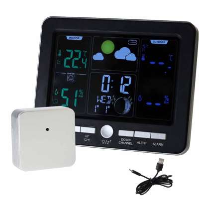 Weather station thermometer hygrometer clock alarm USB