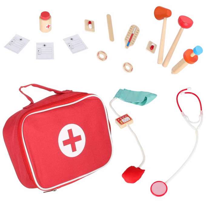 Wooden Doctor's Set Small Doctor's Bag and Accessories