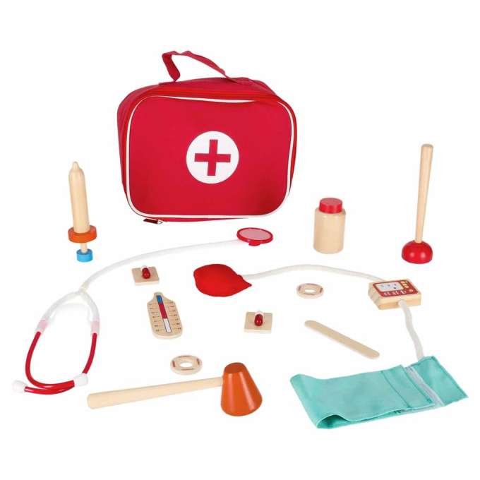 Wooden Doctor's Set Small Doctor's Bag and Accessories