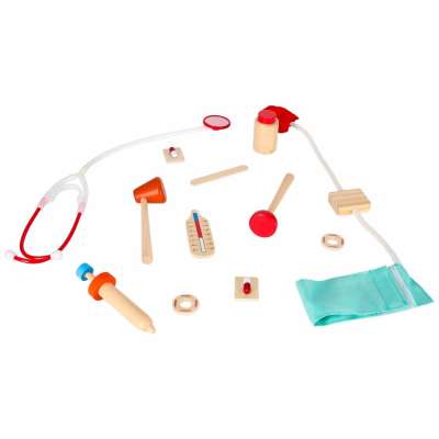 Wooden Doctor's Set Small Doctor's Bag and Accessories