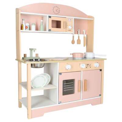 Wooden MDF MODERN CLASSIC Children's Kitchen Set with Accessories 82 cm Pink