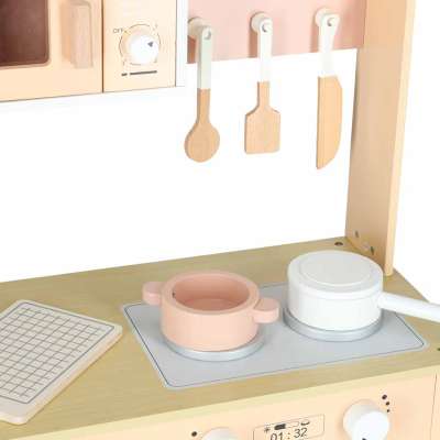 Wooden MDF MODERN CLASSIC Children's Kitchen Set with Accessories 82 cm Pink