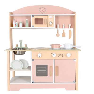 Wooden MDF MODERN CLASSIC Children's Kitchen Set with Accessories 82 cm Pink