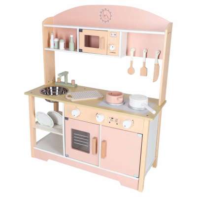 Wooden MDF MODERN CLASSIC Children's Kitchen Set with Accessories 82 cm Pink