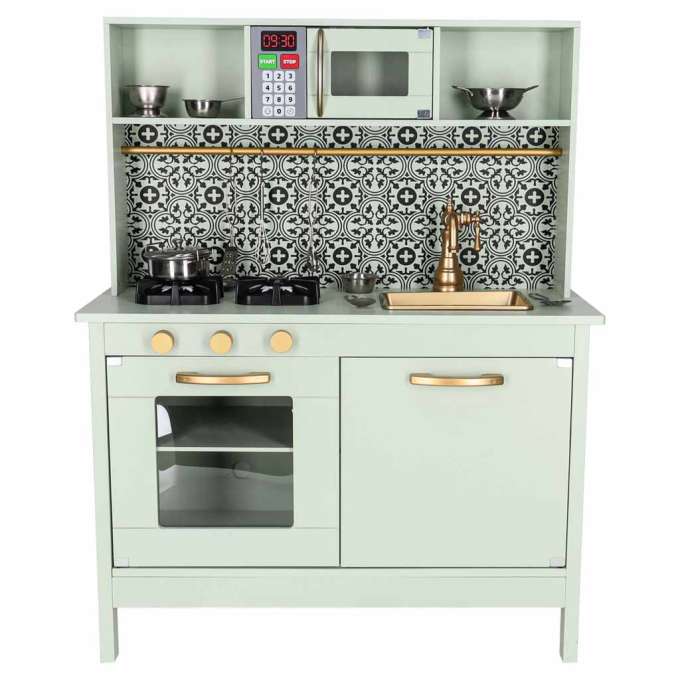 Wooden MDF children's kitchen with sound effects mint green