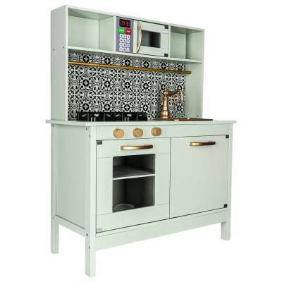 Wooden MDF children's kitchen with sound effects mint green