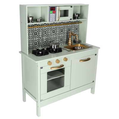 Wooden MDF children's kitchen with sound effects mint green