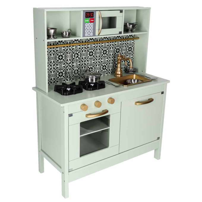 Wooden MDF children's kitchen with sound effects mint green