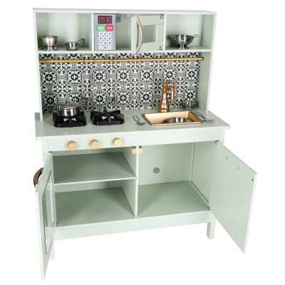 Wooden MDF children's kitchen with sound effects mint green