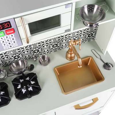 Wooden MDF children's kitchen with sound effects mint green