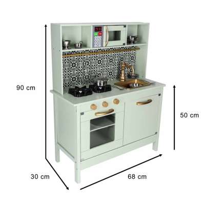 Wooden MDF children's kitchen with sound effects mint green