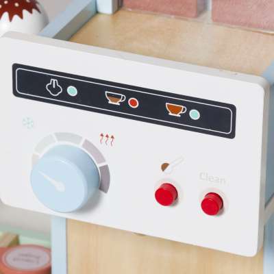 Wooden café and bakery for kids coffee machine cupcakes ice cream desserts