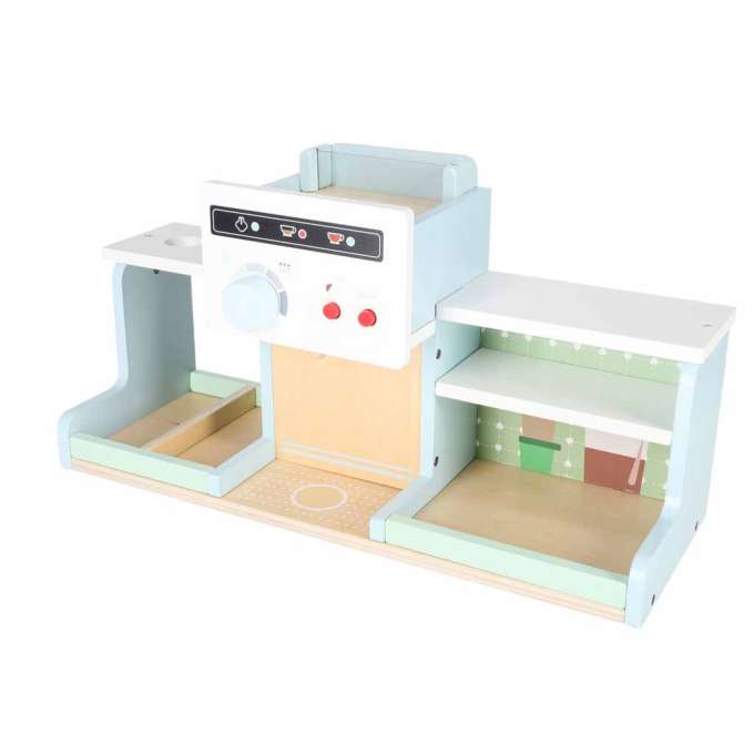 Wooden café and bakery for kids coffee machine cupcakes ice cream desserts