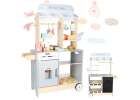 Wooden market stall food truck with a wheeled ice cube maker 1