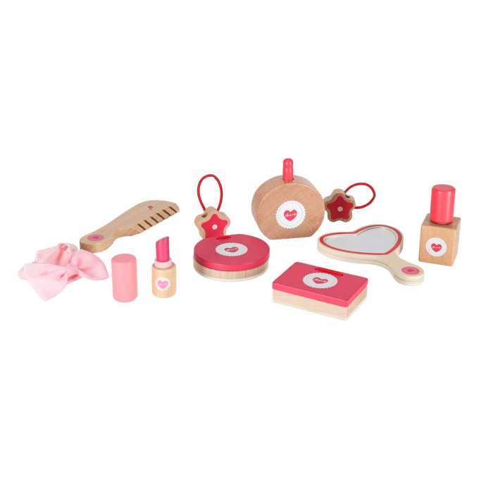 Zestaw kosmetyczny drewniany dla dziewczynki make up beauty kosmetyczka akcesoria
