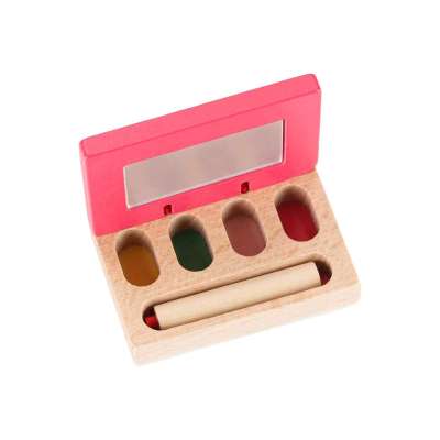 Zestaw kosmetyczny drewniany dla dziewczynki make up beauty kosmetyczka akcesoria
