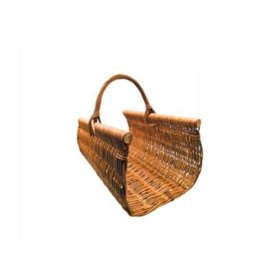Wicker firewood basket for the fireplace basket with a handle
